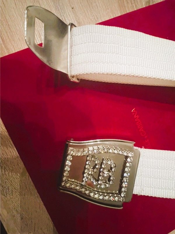 Cintura ROCCO BAROCCO bianca con fibbia gioiello