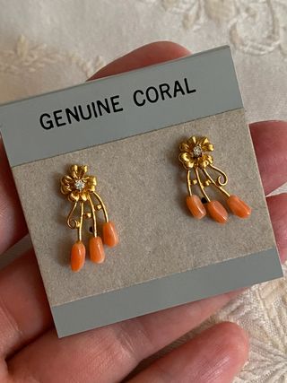 Pendientes vintage coral genuino NUEVOS