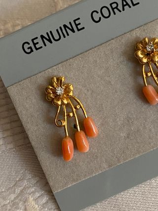 Pendientes vintage coral genuino NUEVOS