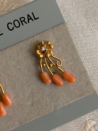 Pendientes vintage coral genuino NUEVOS