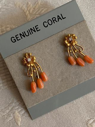 Pendientes vintage coral genuino NUEVOS