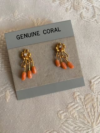 Pendientes vintage coral genuino NUEVOS