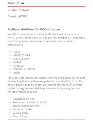 Freidora multifuncion 