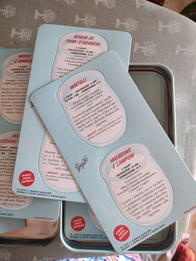 Scatola latta calamite ricette 