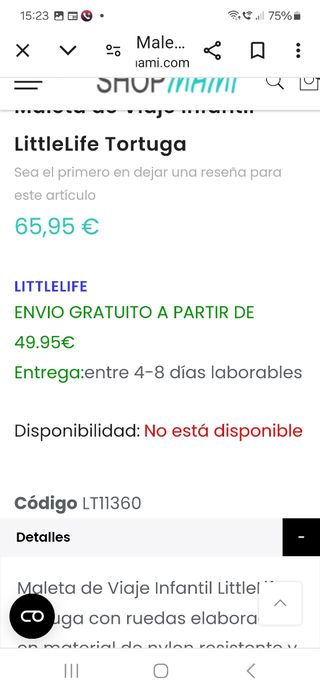 Maleta viaje niño/a littlelife Tortuga