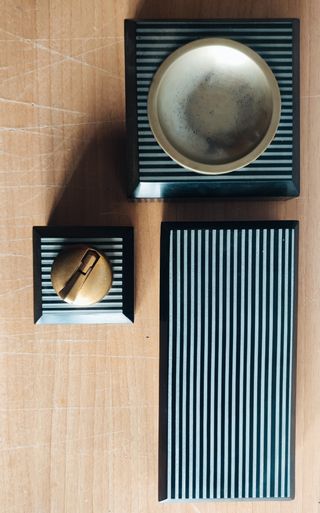 Cigarrera, mechero y cenicero conjunto