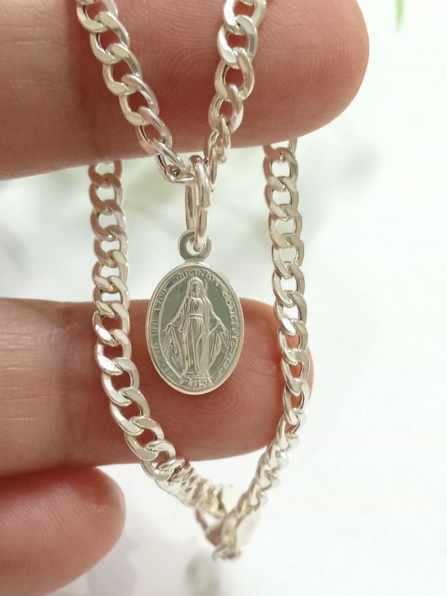 Pulsera Virgen Milagrosa De Plata De Ley 925