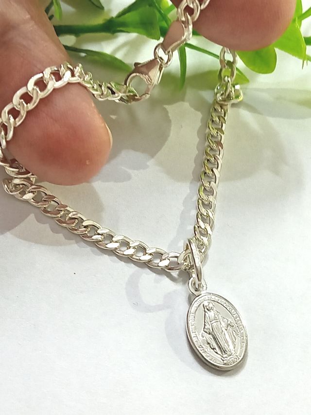 Pulsera Virgen Milagrosa De Plata De Ley 925