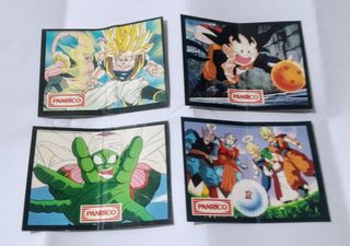 LOTE CUATRO CROMOS COLOREABLES DRAGÓN BALL PANRICO