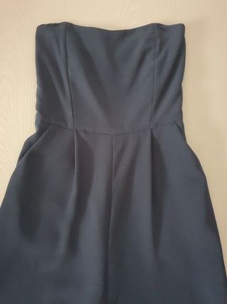 Jumpsuit blu con pantalone a polpaccio