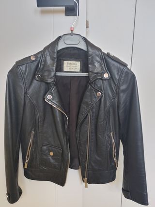Cazadora Biker piel Bershka