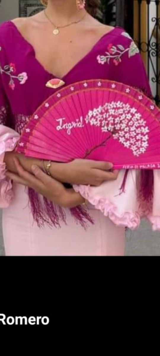 ABANICO PINTADO A MANO. BIZNAGA.PERSONALIZADO