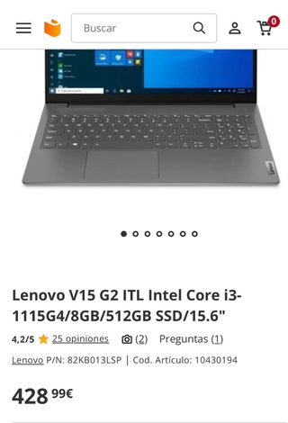 Portatil Lenovo V15 G2 ITL 512GB FullHD Nuevo