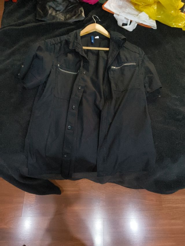Camisa hombre negra manga corta Talla S