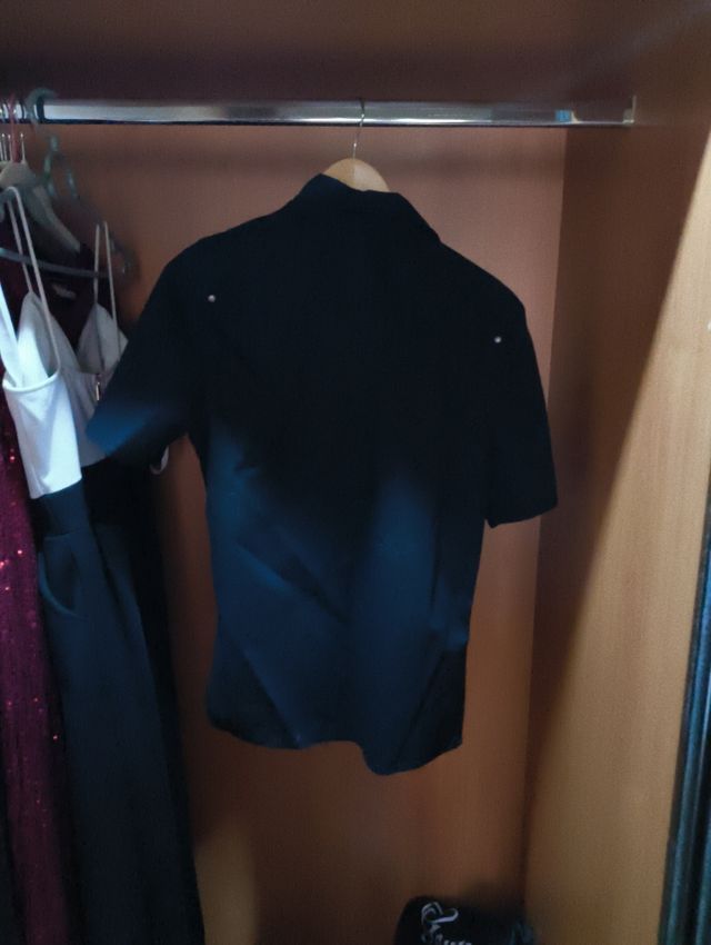 Camisa hombre negra manga corta Talla S