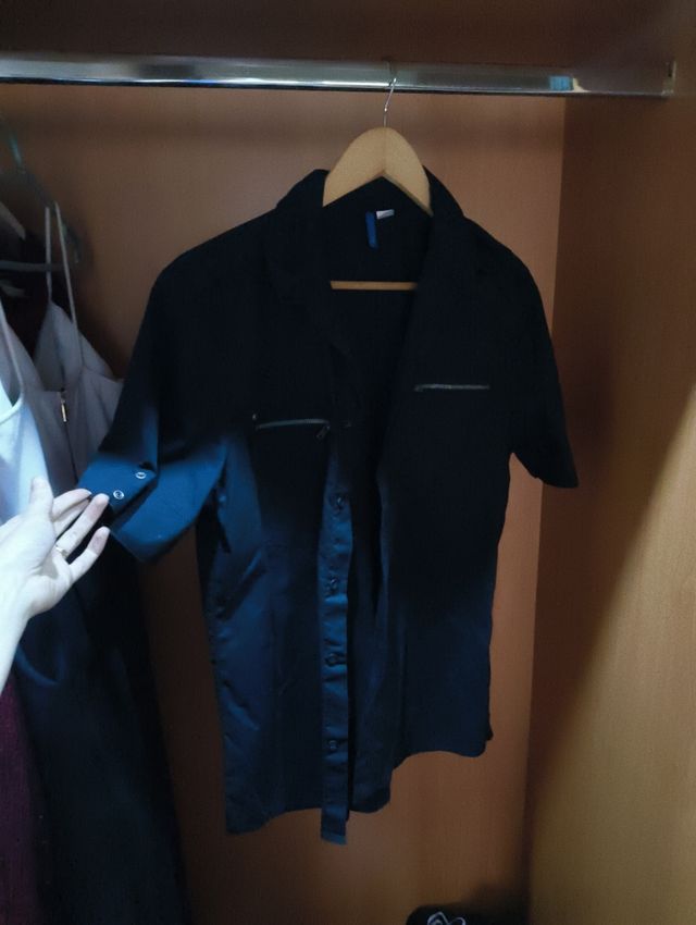 Camisa hombre negra manga corta Talla S