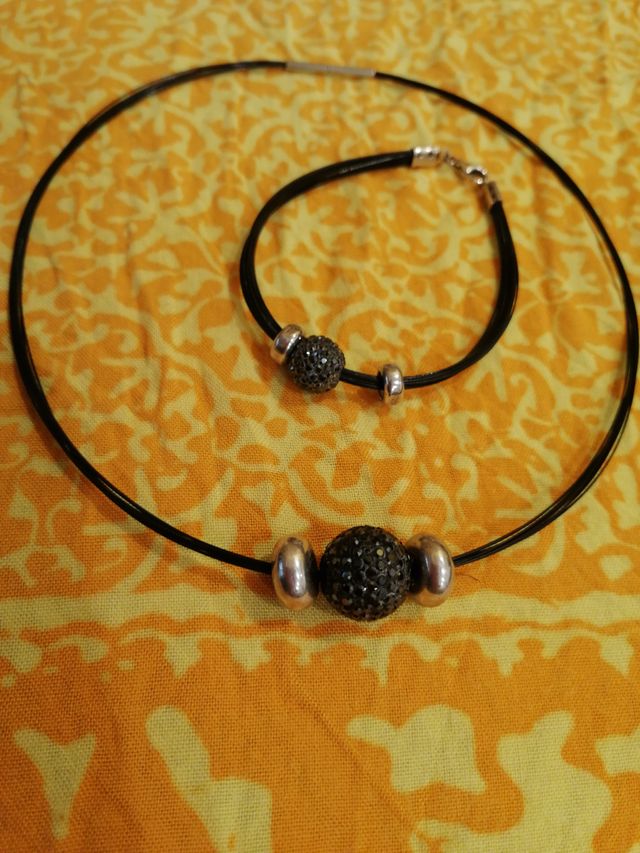 Conjunto joya collar y pulsera Swarovski plata