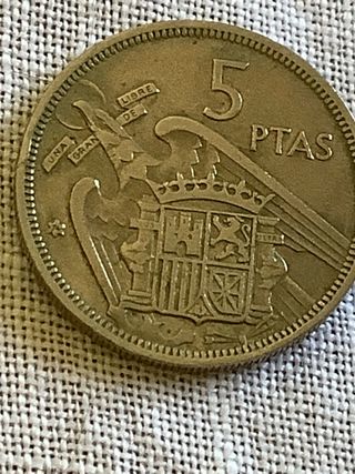 moneda de cinco pesetas antigua estrella *74