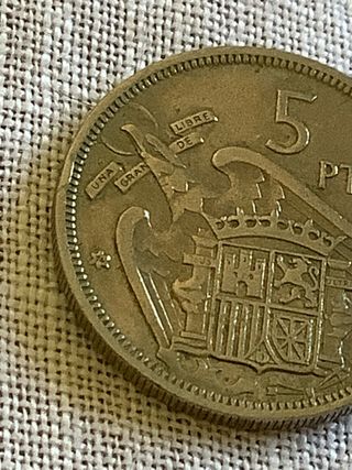 moneda de cinco pesetas antigua estrella *74
