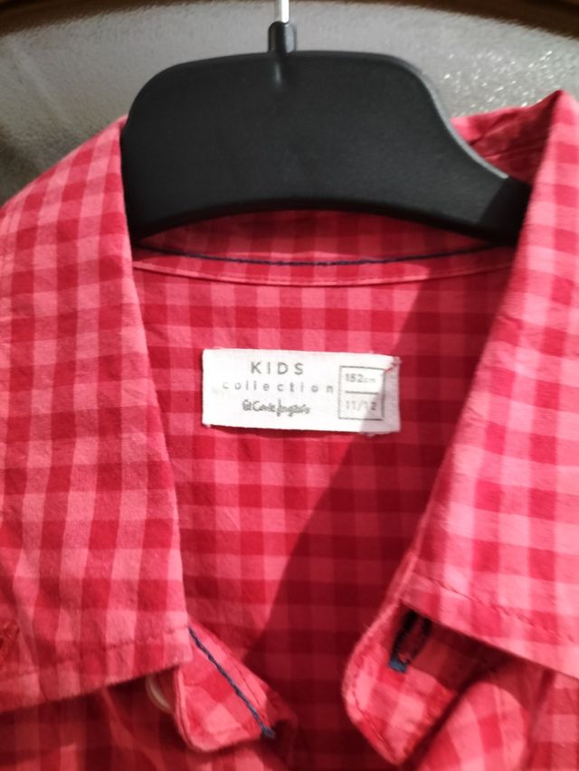 Camisa niño cuadros rojos. El corte ingles 