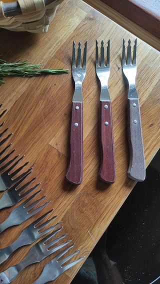 16 tenedores tridente para carne acero inox