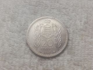ENVIO! ESCASA MONEDA MONACO 20 FRANCS 1947 KM#124