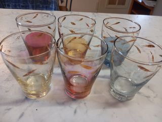 6 bicchierini liquore decorati vintage