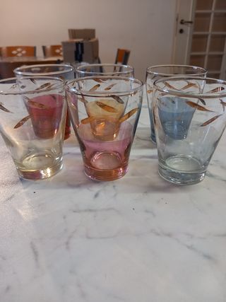 6 bicchierini liquore decorati vintage