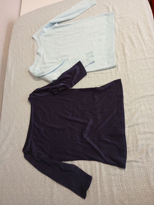 2 camisetas manga francesa/cuello barco.