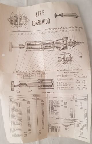 Taladro neumático recto sin portabrocas ENAR SA3Q