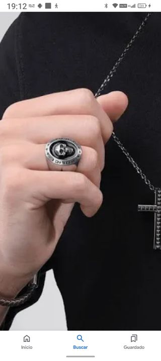 Anillo police con calavera para hombre