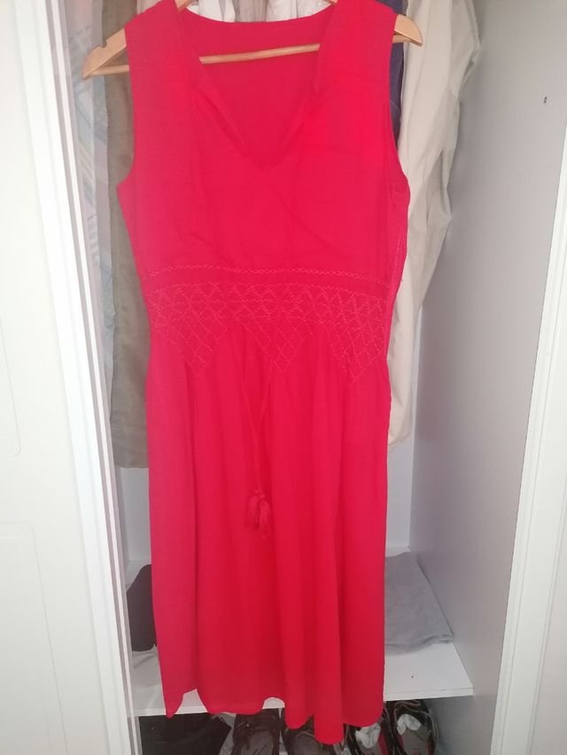 Vestido rojo algodón. Talla 42