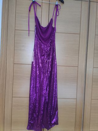 Vestido de fiesta morado lentejuelas talla única 