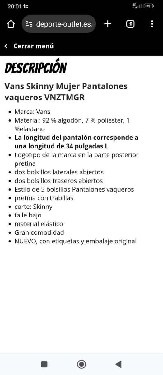 NUEVO VANS PANTALÓN MUJER