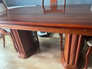 Mesa de comedor en roble  6 puestos extendible 