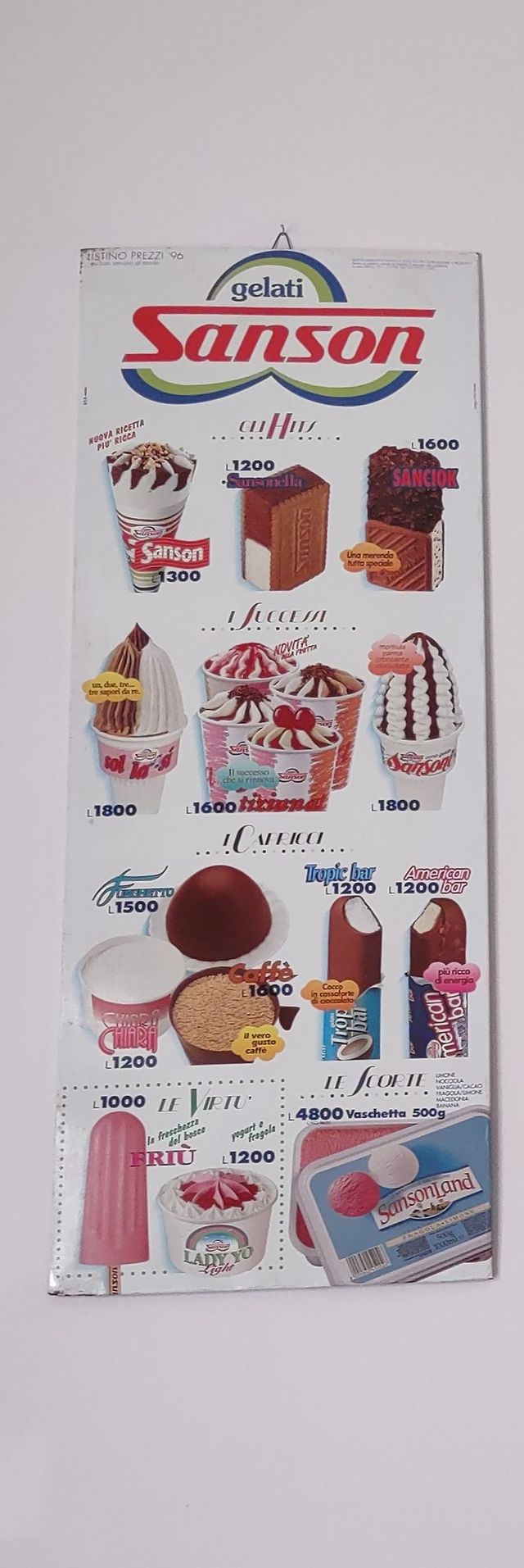Tabella/insegna/targa/latta GELATI vintage anni 90
