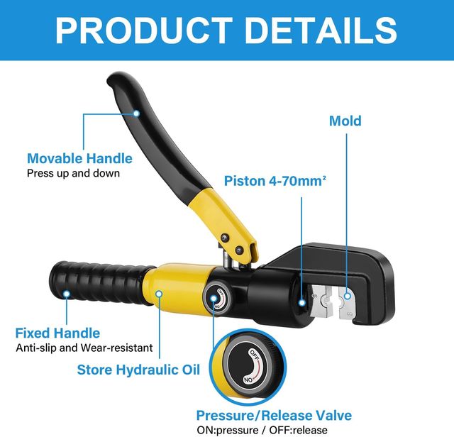 Crimpadora Hidráulica con 9 Hexagonales de Carrera