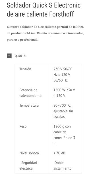 Soldador aire caliente (con accesorios)
