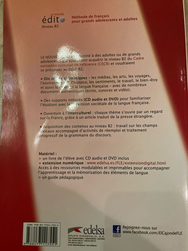 Libro de texto lengua francesa.