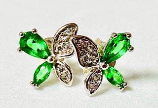 Pendientes mariposas de verdelita y plata ley 925