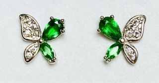 Pendientes mariposas de verdelita y plata ley 925