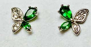 Pendientes mariposas de verdelita y plata ley 925
