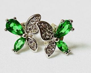 Pendientes mariposas de verdelita y plata ley 925