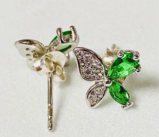 Pendientes mariposas de verdelita y plata ley 925
