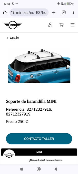 Barras techo MINI 3 puertas 