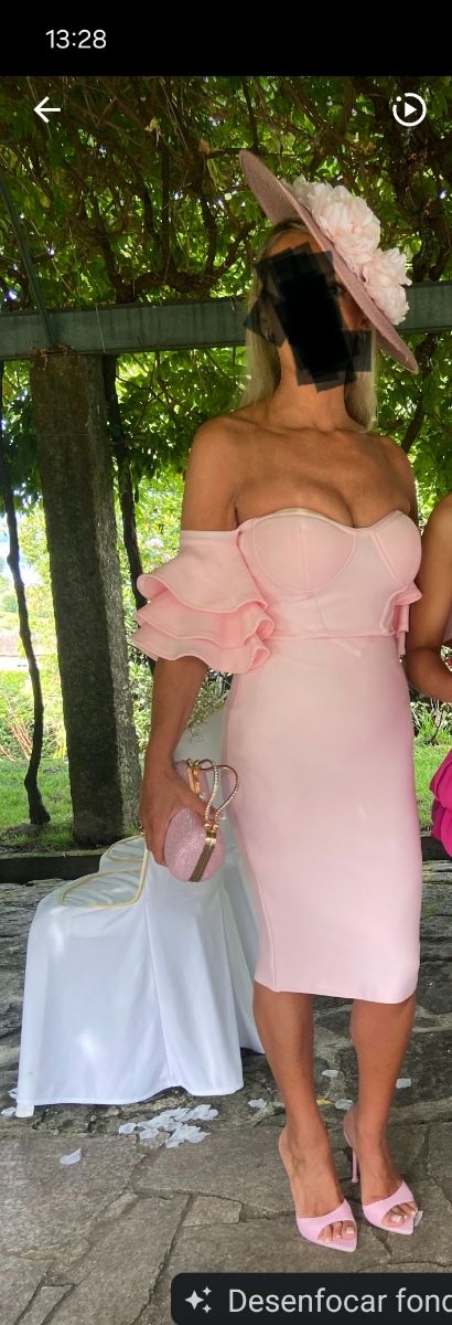 Vestido midi eventos rosa