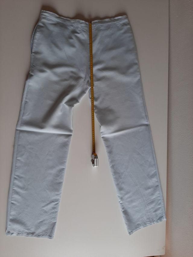 Pantaloni donna misto lino, azzurro