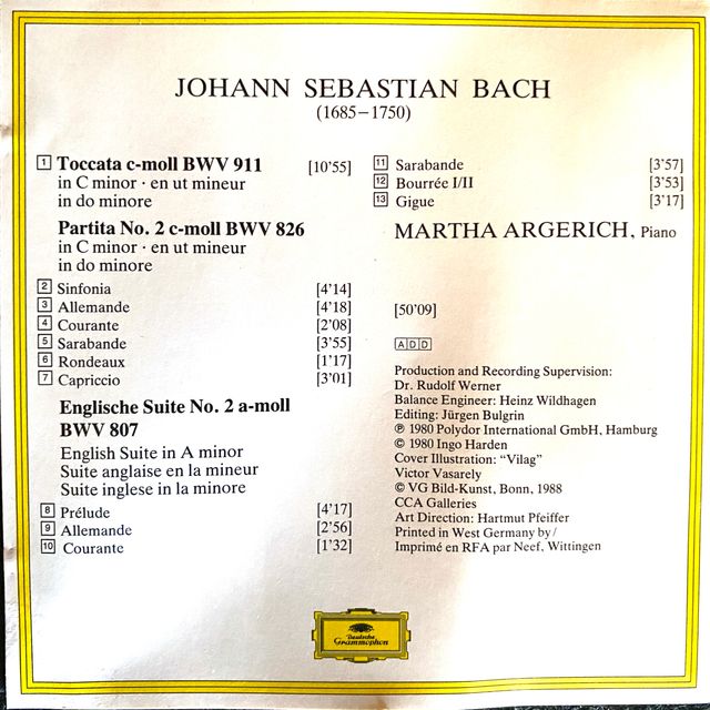 Martha Argerich: Bach Toccata/Partita /Engl.Suite