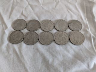 10 monedas de 50 pesetas del mundial '82