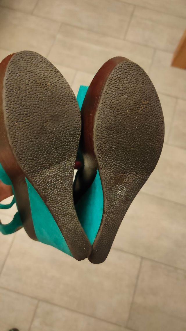 Sandalo zeppa acquamarina